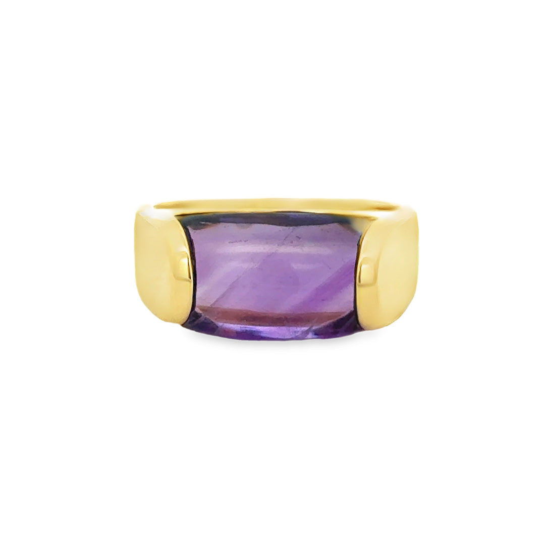 Pre-Owned Bulgari Amethyst Sugarloaf 18K Yellow Gold Ring