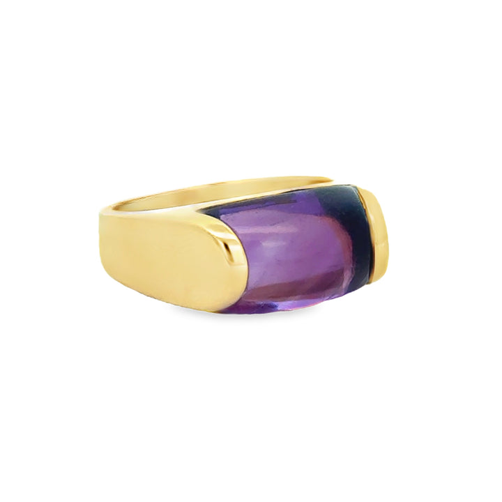 Pre-Owned Bulgari Amethyst Sugarloaf 18K Yellow Gold Ring