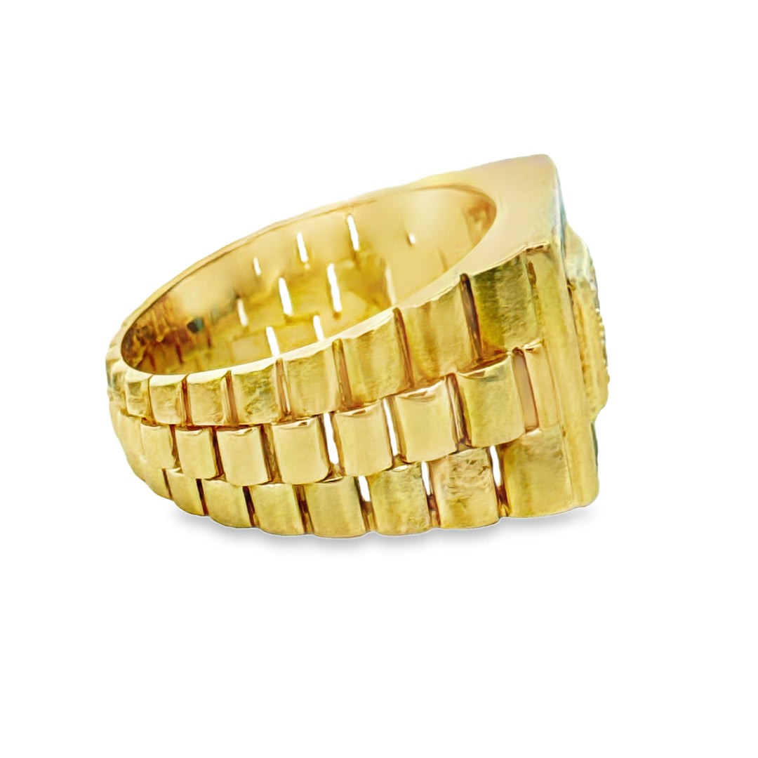 0.12 CTW Diamond &amp; Sapphire 18K Yellow Gold Men’s Ring