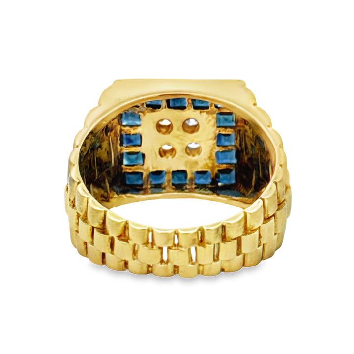 0.12 CTW Diamond &amp; Sapphire 18K Yellow Gold Men’s Ring