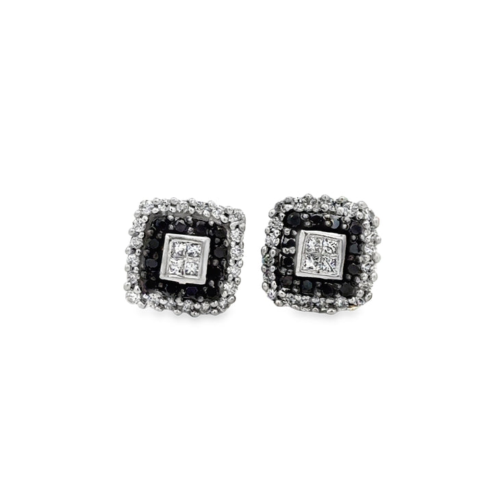 0.55 CTW White &amp; Black Diamond 10K White Gold Stud Earrings