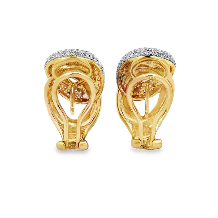 1.00 CTW Pavé Diamond 14K Yellow Gold Interlocking Earrings