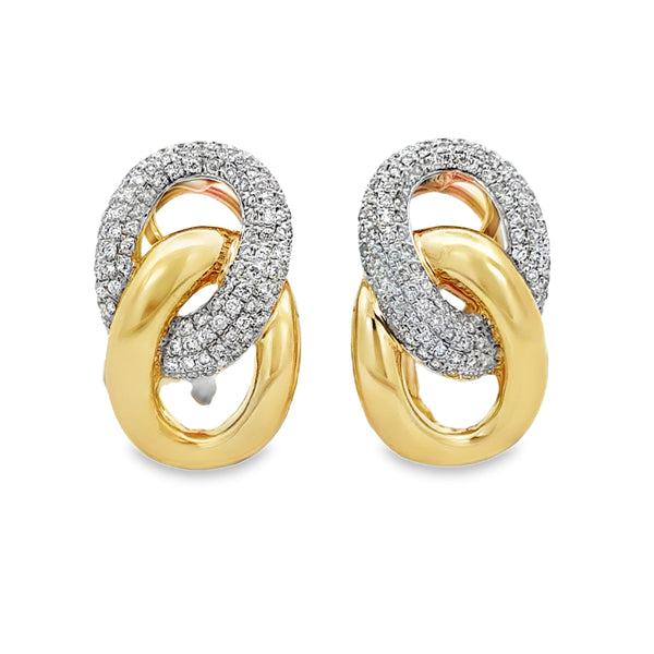 1.00 CTW Pavé Diamond 14K Yellow Gold Interlocking Earrings