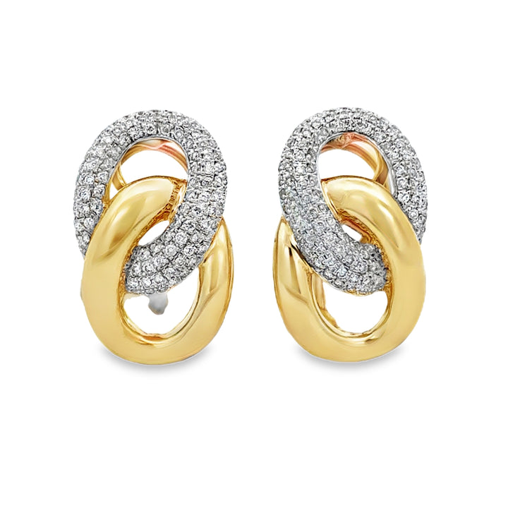1.00 CTW Pavé Diamond 14K Yellow Gold Interlocking Earrings