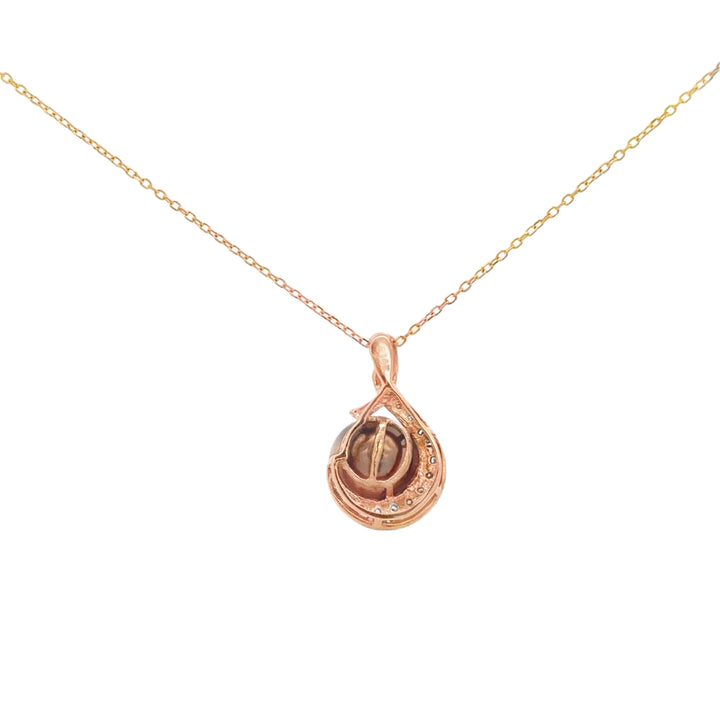 0.12 CTW Diamond &amp; 9mm Golden-Brown Pearl 14K Rose Gold Pendant Necklace