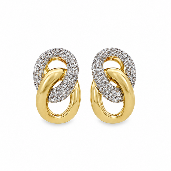 1.00 CTW Pavé Diamond 14K Yellow Gold Interlocking Earrings