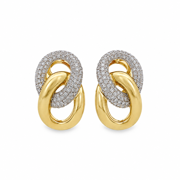 1.00 CTW Pavé Diamond 14K Yellow Gold Interlocking Earrings