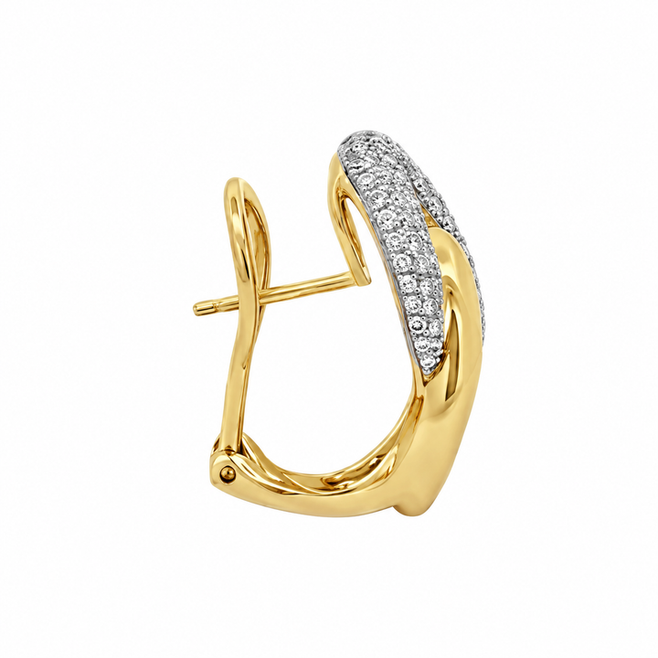 1.00 CTW Pavé Diamond 14K Yellow Gold Interlocking Earrings