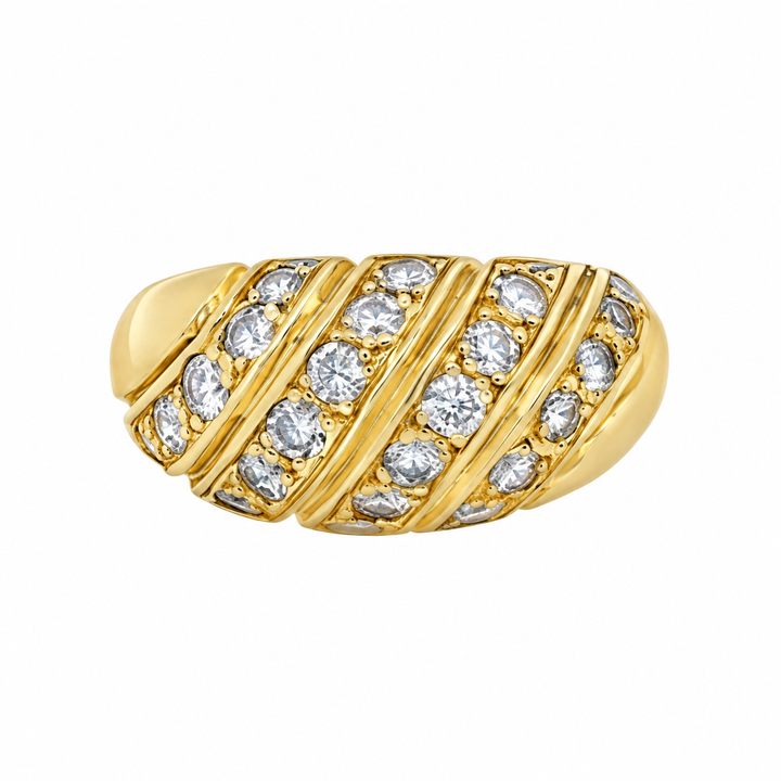 1.00 CTW Diamond 14K Yellow Gold Dome Ring