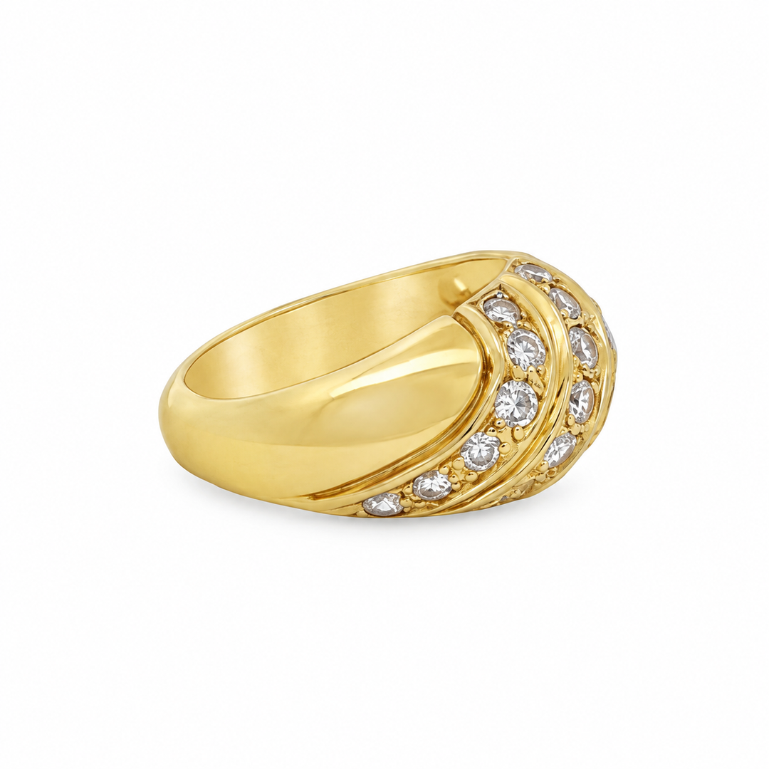 1.00 CTW Diamond 14K Yellow Gold Dome Ring