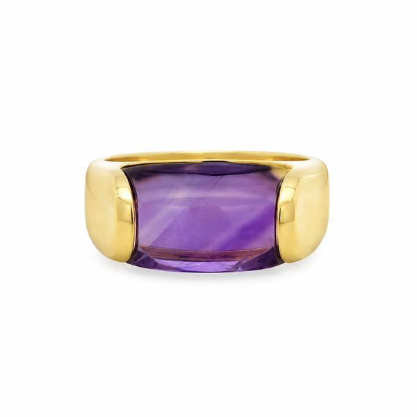 Pre-Owned Bulgari Amethyst Sugarloaf 18K Yellow Gold Ring