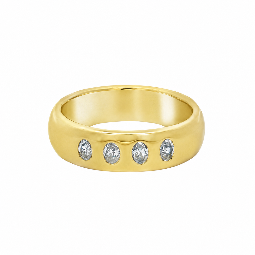 0.50 CTW Oval Diamond 14K Yellow Gold Unisex Band