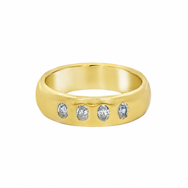 0.50 CTW Oval Diamond 14K Yellow Gold Unisex Band