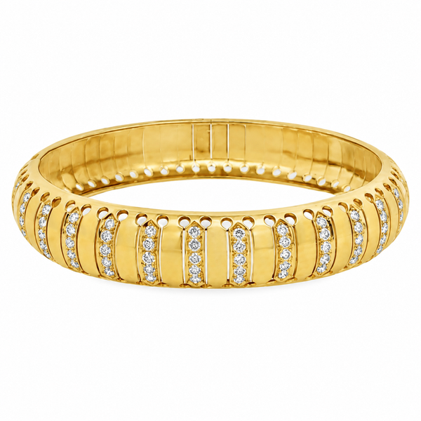 1.50 CTW Diamond 18K Yellow Gold 12mm Bangle Bracelet