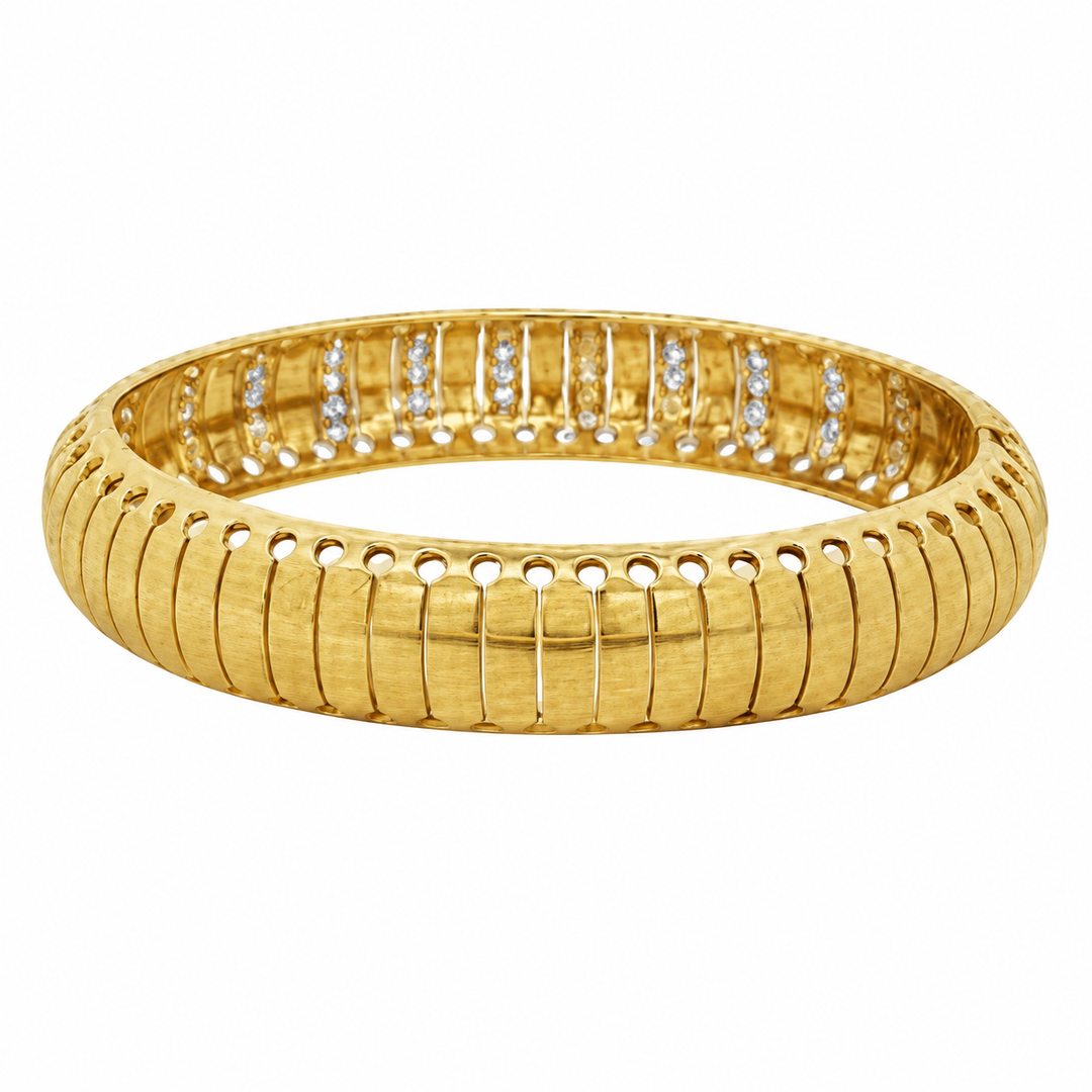 1.50 CTW Diamond 18K Yellow Gold 12mm Bangle Bracelet