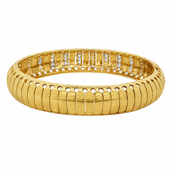 1.50 CTW Diamond 18K Yellow Gold 12mm Bangle Bracelet