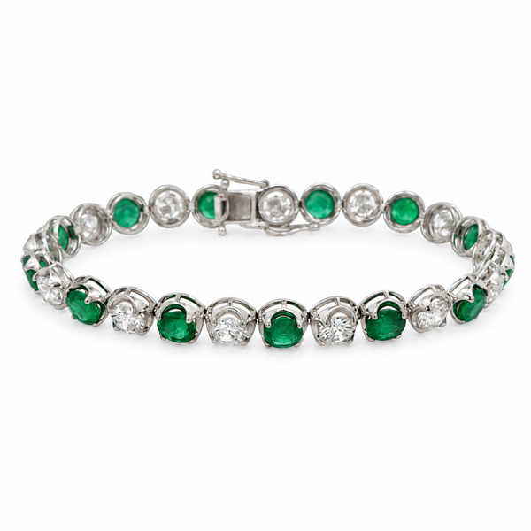6.80 CTW Emerald & 6.34 CTW Diamond Crown Bracelet
