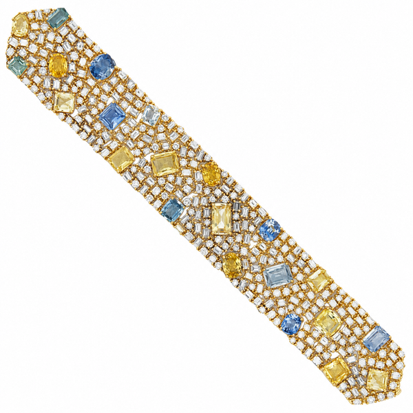 24.40 CTW Multi-Color Sapphire & 8.91 CTW Diamond 14K Yellow Gold Bracelet
