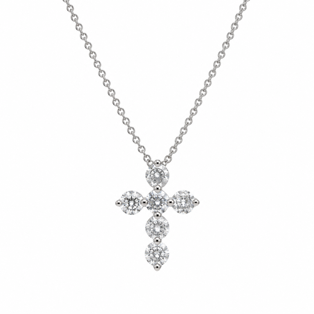 0.81 CTW Diamond Cross Pendant in 14K White Gold