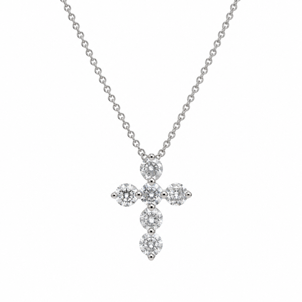 0.81 CTW Diamond Cross Pendant in 14K White Gold