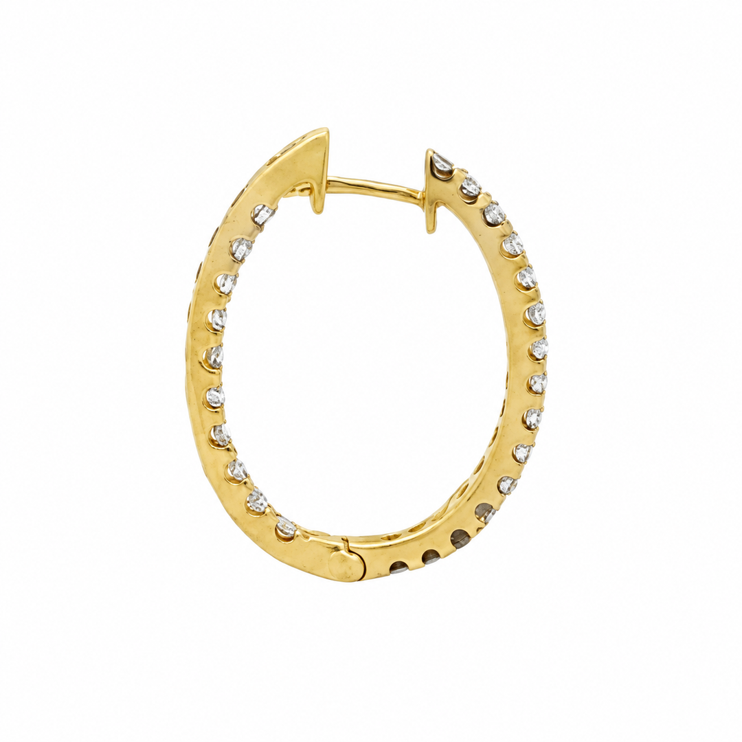 0.75 CTW Diamond 14K Yellow Gold Inside-Out Oval Hoop Earrings