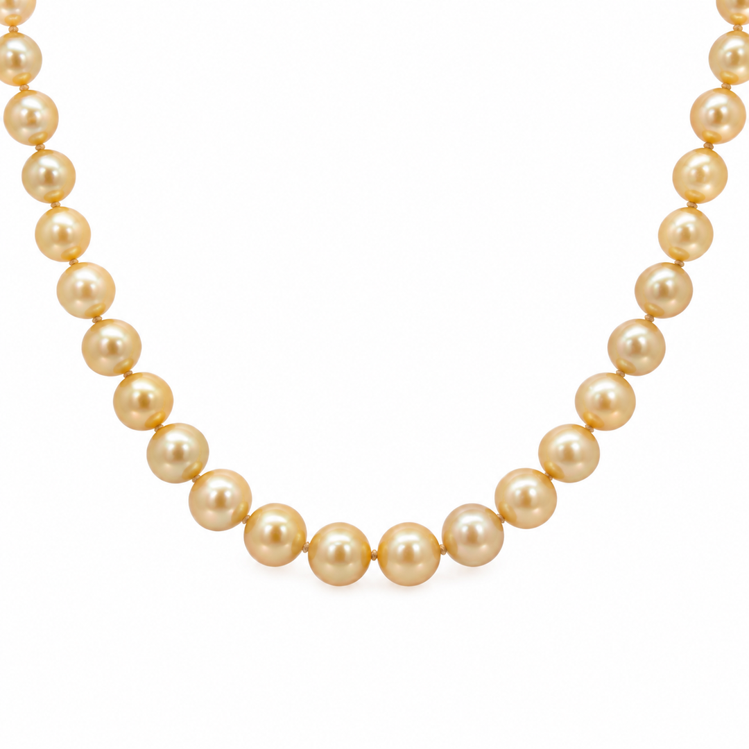 Golden Pearl 30-Inch Strand Necklace with 14K Yellow Gold Opal Clasp
