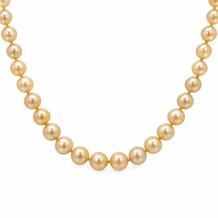 Golden Pearl 30-Inch Strand Necklace with 14K Yellow Gold Opal Clasp