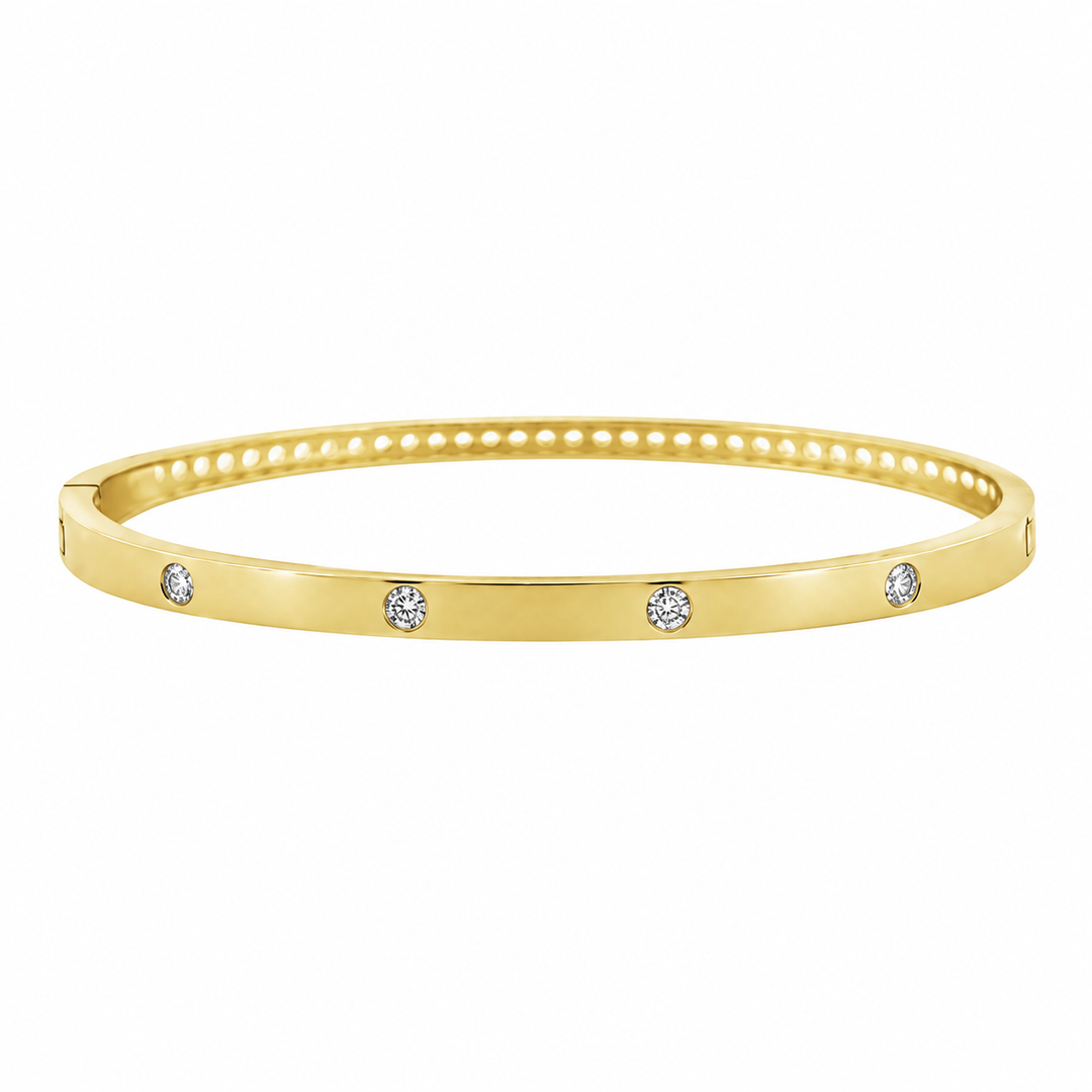 0.35 CT Diamond Etoile 14K Yellow Gold Hinge Bangle Bracelet