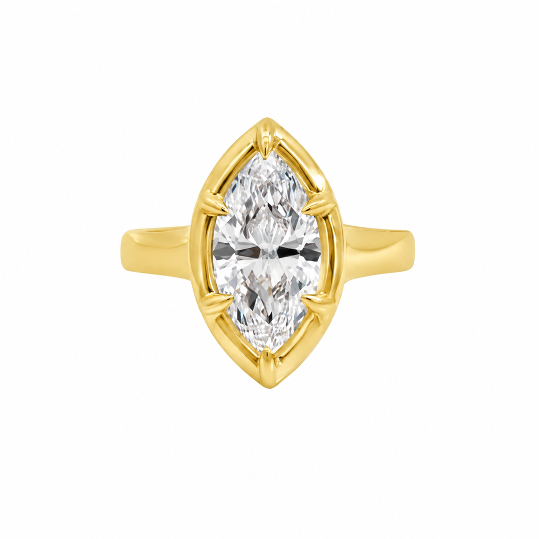 3.01 CT Marquise Lab Grown Diamond 14K Yellow Gold Engagement Ring