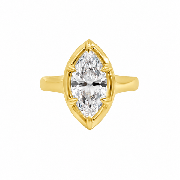 3.01 CT Marquise Lab Grown Diamond 14K Yellow Gold Engagement Ring