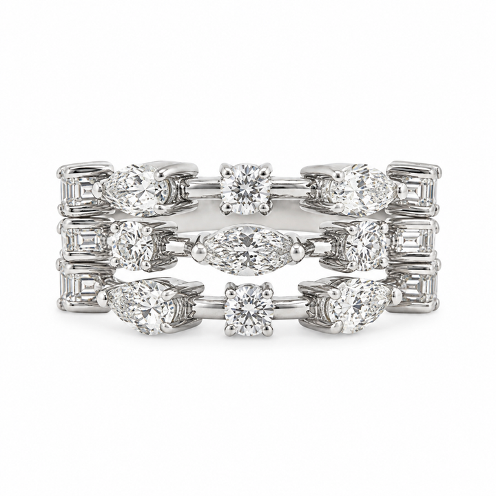 0.95 CTW Pear Diamond, 0.69 CTW Round Diamond, and 0.20 CTW Marquise Diamond 18K White Gold Ring
