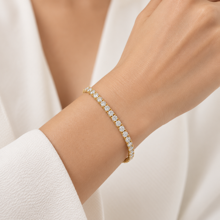 3.50 CTW Round Diamond 14K Yellow Gold Bracelet