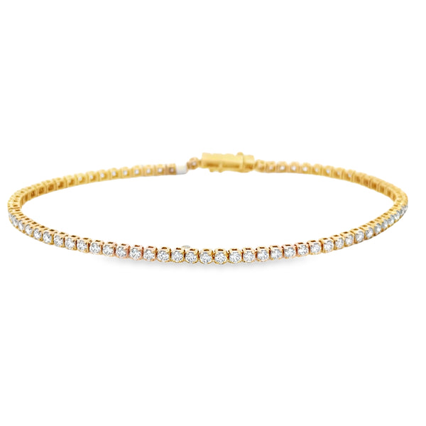 1.93 CTW Diamond 18K Yellow Gold Tennis Bracelet
