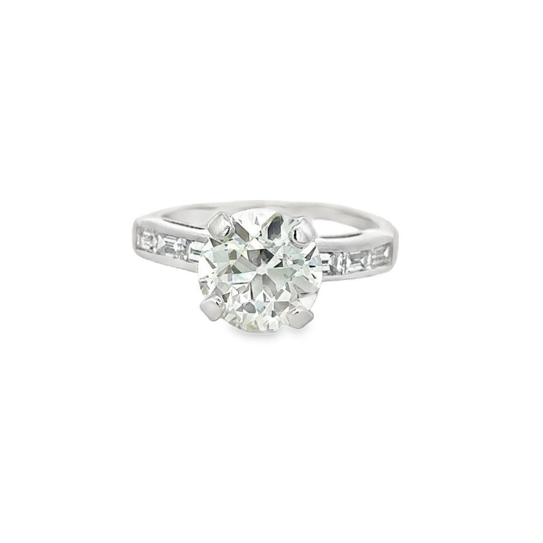 2.91 CT GIA Old European Cut Diamond Platinum Art Deco Engagement Ring