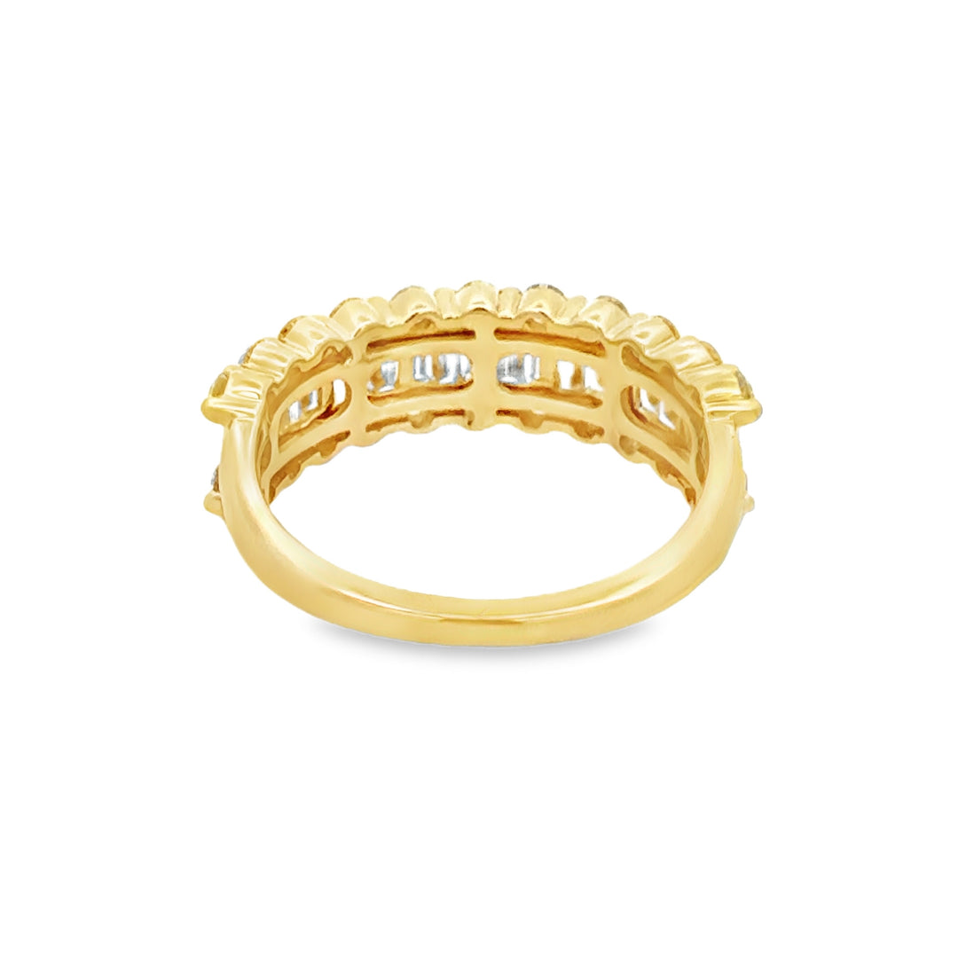 1.00 CTW Diamond 14K Yellow Gold Multi-Row Halfway Band Ring