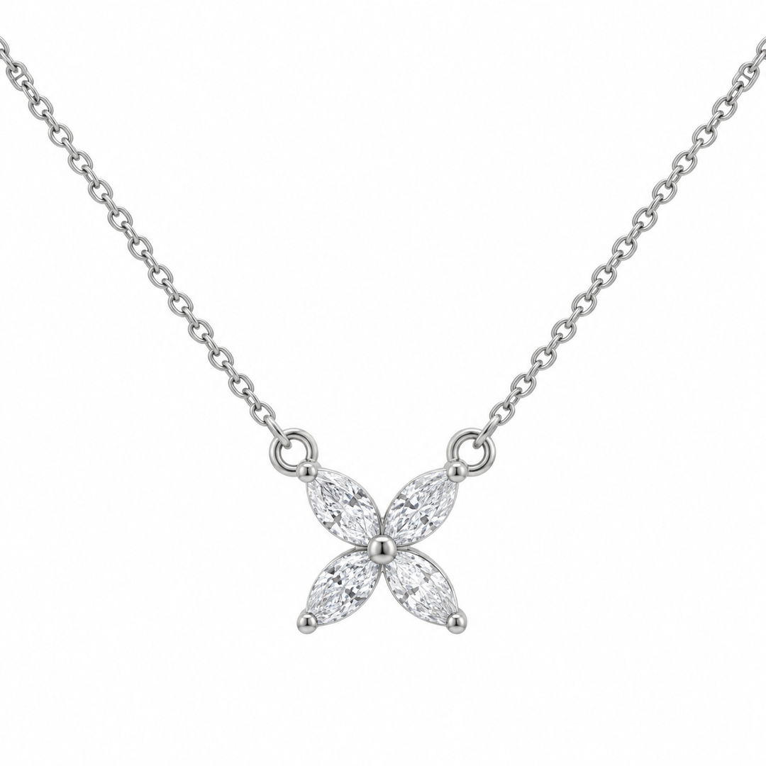 0.25 CTW Diamond 14K White Gold Floral Pendant Necklace