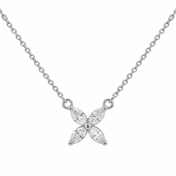 0.25 CTW Diamond 14K White Gold Floral Pendant Necklace