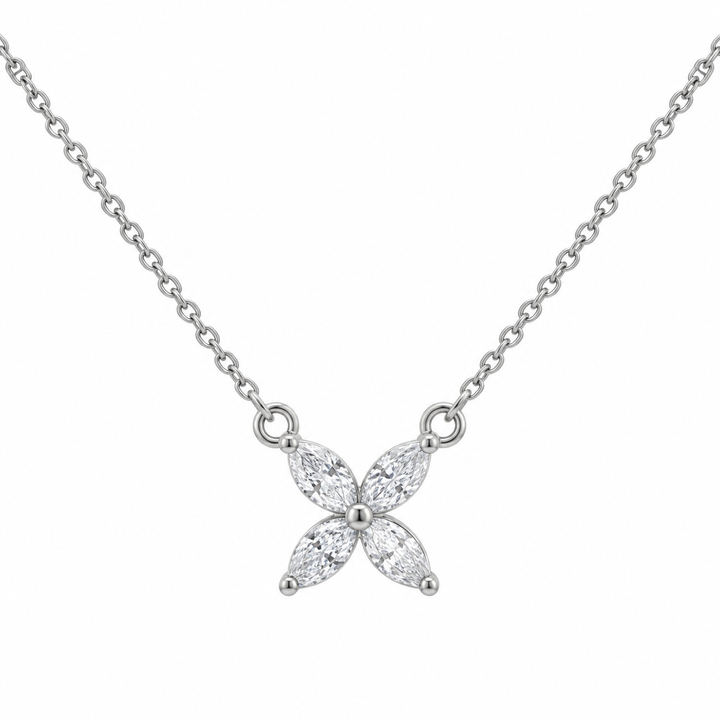0.25 CTW Diamond 14K White Gold Floral Pendant Necklace