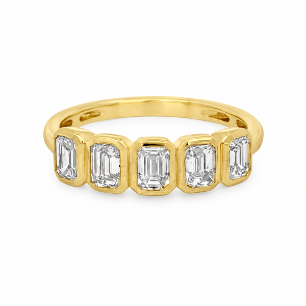 1.20 CTW Emerald-Cut Diamond 14K Yellow Gold Band Ring