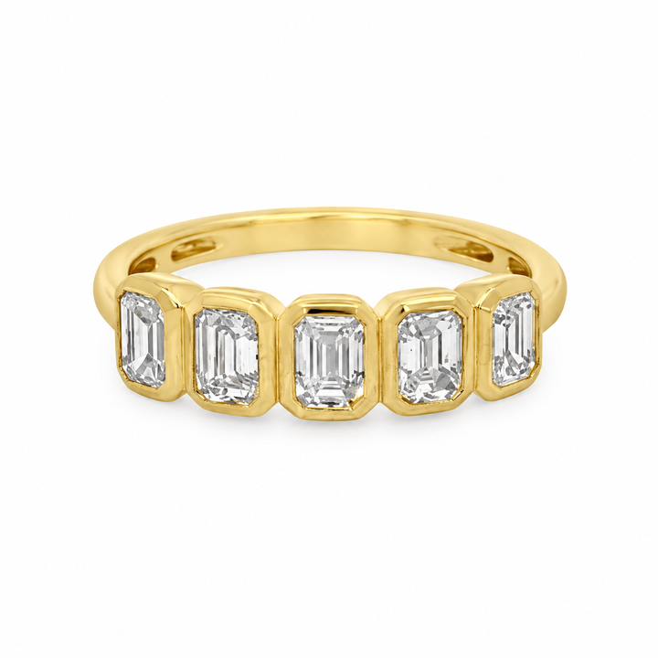 1.20 CTW Emerald-Cut Diamond 14K Yellow Gold Band Ring