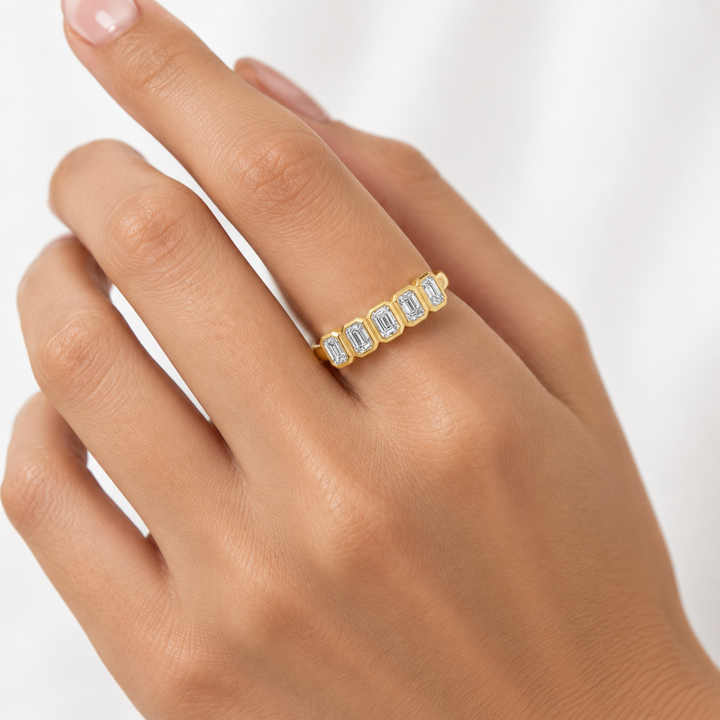 1.20 CTW Emerald-Cut Diamond 14K Yellow Gold Band Ring