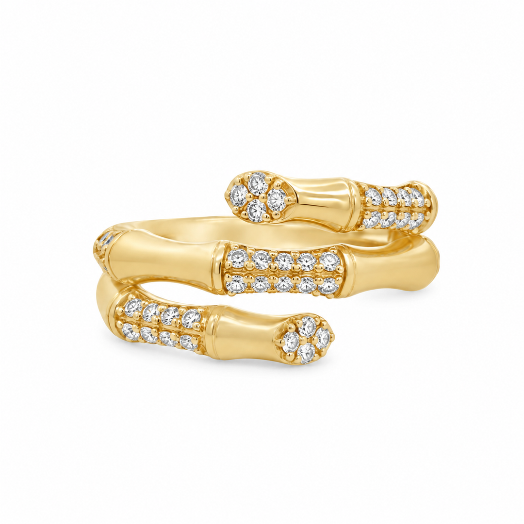 0.50 CTW Diamond 14K Yellow Gold Multi-Row Statement Ring