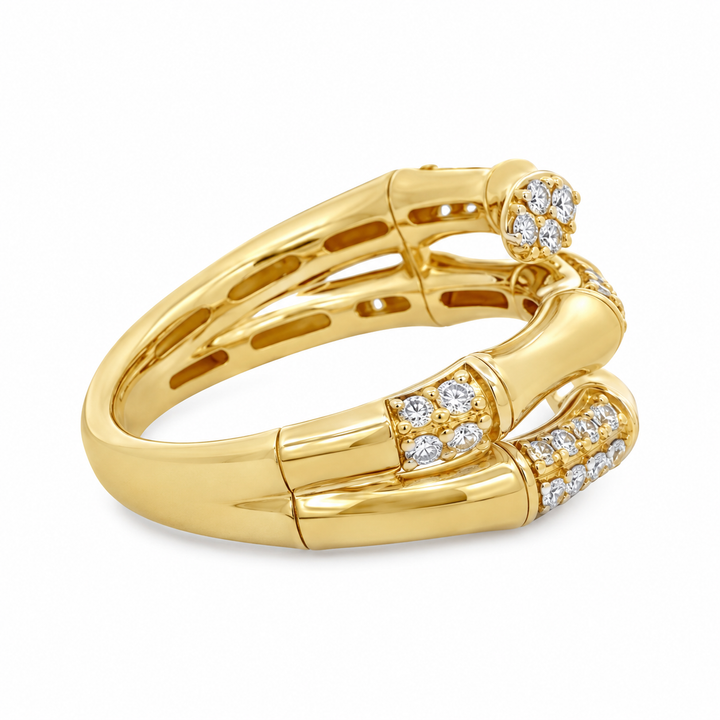 0.50 CTW Diamond 14K Yellow Gold Multi-Row Statement Ring