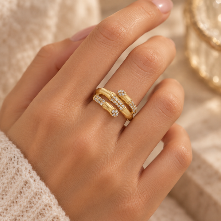 0.50 CTW Diamond 14K Yellow Gold Multi-Row Statement Ring