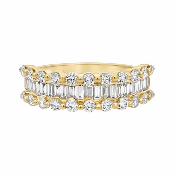 1.00 CTW Diamond 14K Yellow Gold Multi-Row Halfway Band Ring
