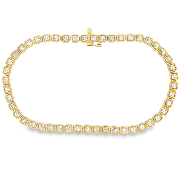 1.50 CTW Diamond 14K Yellow Gold Square-Link Tennis Bracelet