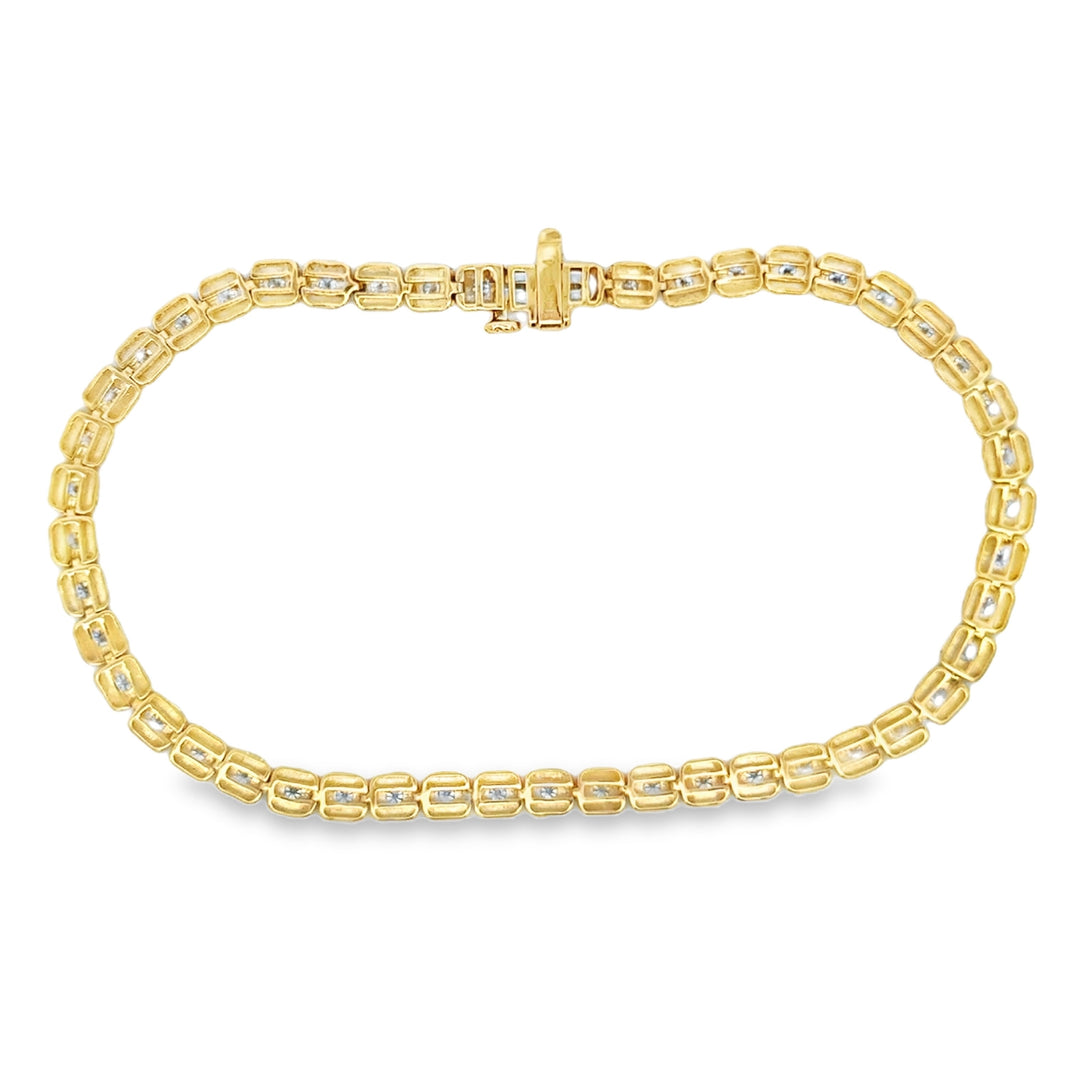 1.50 CTW Diamond 14K Yellow Gold Square-Link Tennis Bracelet
