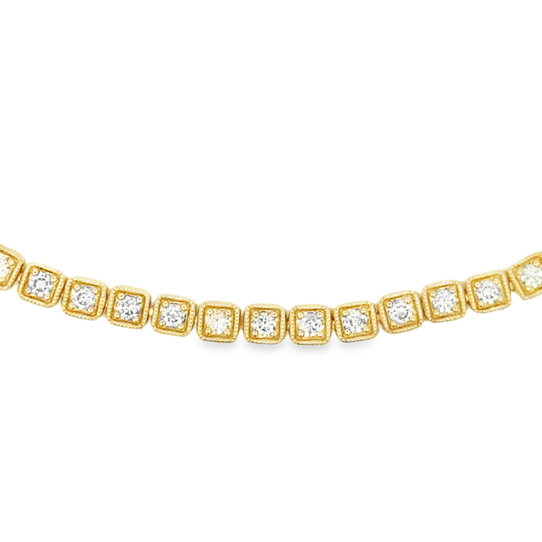 1.50 CTW Diamond 14K Yellow Gold Square-Link Tennis Bracelet