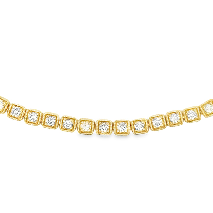 1.50 CTW Diamond 14K Yellow Gold Square-Link Tennis Bracelet