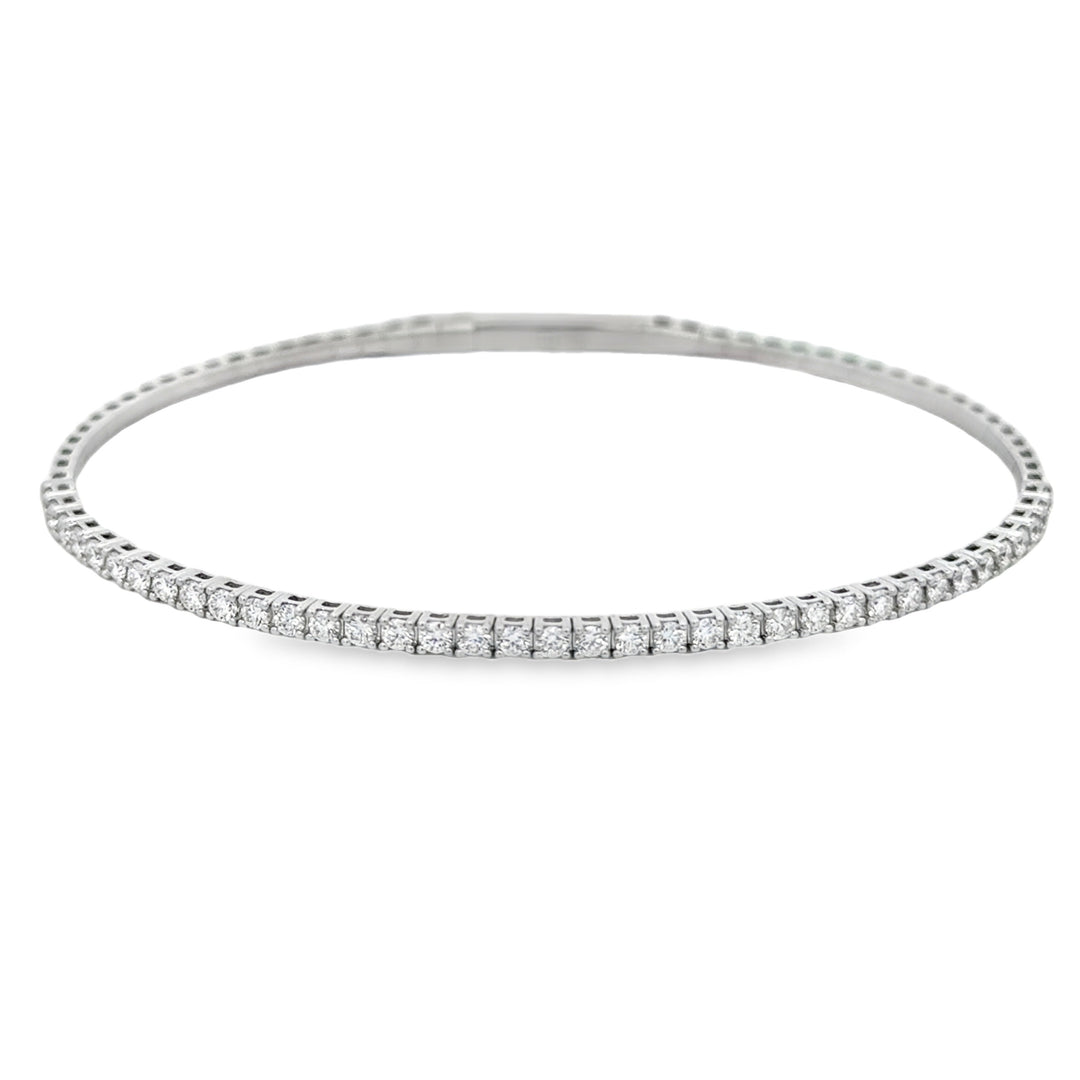 1.00 CTW Diamond 14K White Gold Flexible Bangle Bracelet